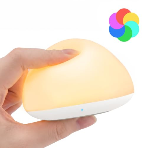 sympa Nachtlicht Baby mit 4 Helligkeitsstufen & Weichem Silikon | 1 H Timer, Sanfte RGB-Farben, 100 Stunden Akkulaufzeit, USB Wiederaufladbar, Pinch-Steuerung, Wasserdicht und Stoßfest
