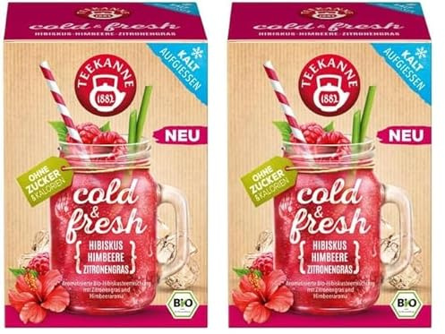 TEEKANNE cold & fresh Hibiskus‑Himbeere‑Zitronengras 41,25g – fruchtig‑erfrischender Kaltaufguss, inspiriert von Homemade Lemonade, Bio‑Qualität, vegan, kalorienfrei, aromatisch & perfekt im Sommer