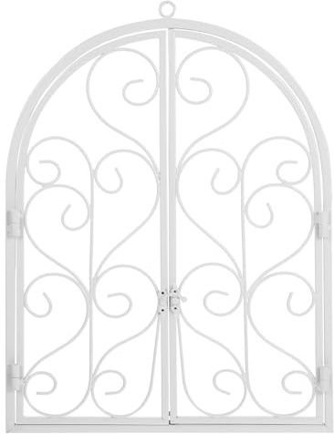 GATHINESS Cornice Decorativa da Parete in Ferro Bianco Stile Rustico Vintage Effetto Finestra Realistica per Decorazione Giardino e Spazi Casa