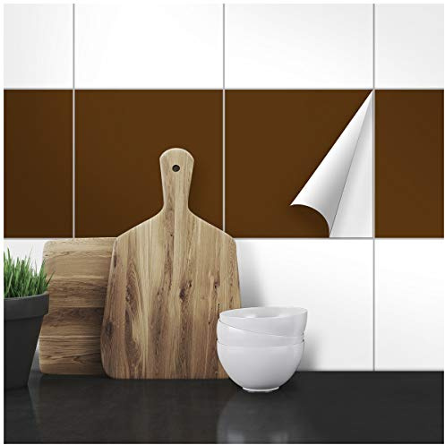 Wandkings Fliesenaufkleber - Wähle eine Farbe & Größe - Braun Seidenmatt - 30 x 30 cm - 20 Stück für Fliesen in Küche, Bad & mehr