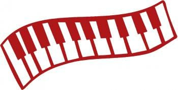Aufkleber Applikation - Klaviertasten - Pianotasten - Keyboardtasten - AP0666 - versch. Größen Farbe rot, Größe 15cm