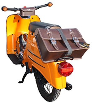made4bikers Große Leder Hecktasche Gepäckträger Tasche Packtasche Braun für Simson Schwalbe Sperber Star Spatz KR50 KR51 SR4 Koffer Seitengepäckträger für S50 S51 S70