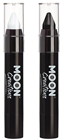 Moon Creations Pintura facial en barra | Set monocromo | 3.2g | Pintura facial resistente al sudor y al agua | Sin crueldad | Para niños, adultos, disfraces, festivales, Halloween Negro