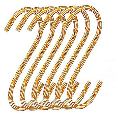 Morbuy S Shaped Hooks, Heavy Duty Hooks Aluminum Alloy 6 Pack Hanging Hook for Kitchenware Spoons Pans Pots Utensils Bags Towels Clothes Plants Gardening Tools Bathroom Office Etc (1 Set, Golden)