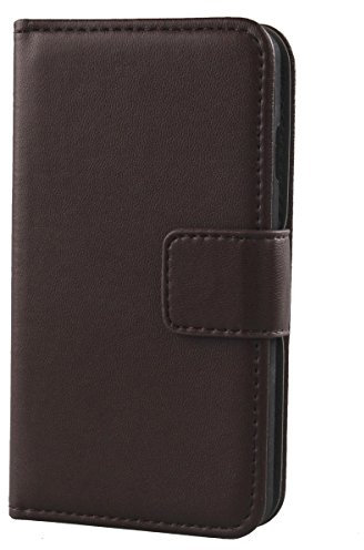 Lankashi Flip Premium Echt Leder Tasche Hülle Für NUU Mobile M3 5.5 Lederhülle Handyhülle Schutz Klapphülle Handy Schale Etui Brieftasche Wallet Cover Case (Dark Braun)