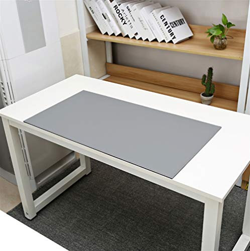 SK Studio Schreibtischunterlage mit Kantenschutz wasserdichte PU Leder, rutschfeste mit Mausunterlage für Computertastatur, PC und Laptop Grau 60x32cm