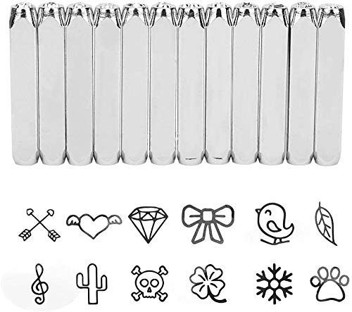 HEEPDD 12 stücke Stahlstempel Anzahl Großbuchstaben Punch, Metall Punch Stamping Tool Galvanisch Hartstahl Werkzeuge Kohlenstoffstahl Stanz Werkzeuge für Metall Leder JewelryodDruckknöpfe