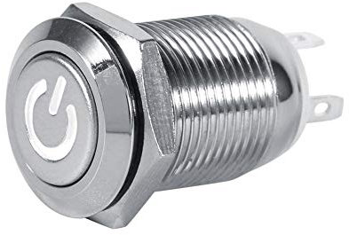 Pulsante di accensione a EVGATSAUTO 3A 12V, interruttore a pulsante di alimentazione a LED 12mm Tipo momentaneo in metallo impermeabile Rosso, verde, blu, bianco