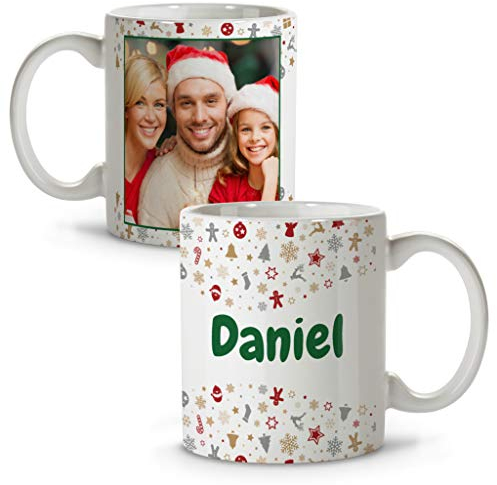 LolaPix Taza Personalizada con Foto y Texto. Regalos Navidad Personalizados. Tazas Personalizadas de cerámica. Varios diseños y Colores de Interior. Navidad