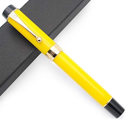 JINHAO Century Tofu 100 18KGP Füllfederhalter aus vergoldetem Harz (Reines Gelb, Mittlere Feder)