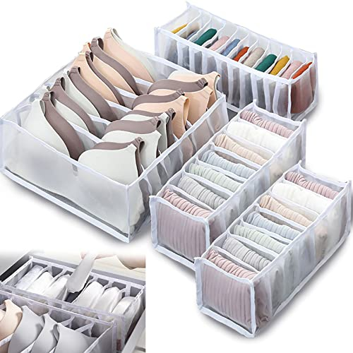 Senteen Kleiderschrank Organizer 4 Stück Schrank Organizer und Schubladen Organizer Ordnungssystem Kleiderschrank Unterwäsche Organizer Für Bhs Socken Unterhosen Krawatten Underwear