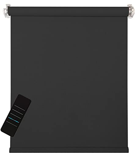 Elektrisches Rollo, schwarz, 5% lichtdurchlässig, inkl. Akku-Motor & Sender, 100x160 cm (1 ST)