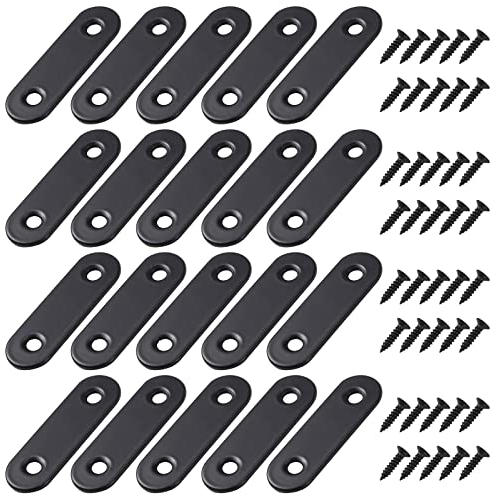 Winkelverbinder Flache Winkel Klammern Rechtwinkliges Edelstahl Ecke Klammer Möbel Flache Ecke Brackets mit Screws für Tabelle Stuhl Bücherregal 50*16mm Schwarz 20 Stücke