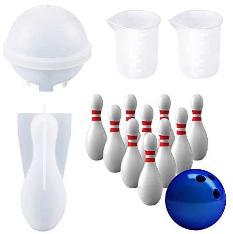 Woohome Bowling Gießform Silikonform Resin für 3D DIY Schmuck Herstellung Mit Silikon Messbecher - Handgemachtes Heimwerken