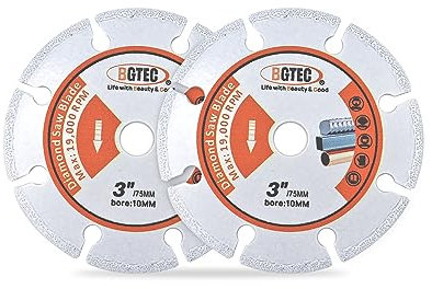 BGTEC Disco Diamantato per Taglio Metalli - 2 Pezzi da 75 mm Lama a Diamante Brasata Sottovuoto per Metalli Duri, Leghe, Ferro e Acciaio Inossidabile