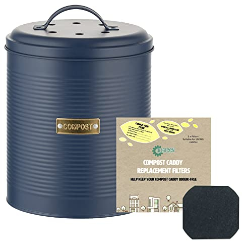 Otto Navy Compost Caddy - 2.5L Food Waste Bin & 1 x Filter Pack