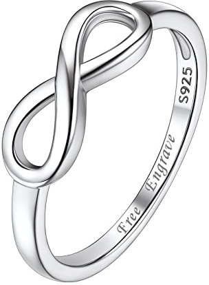 Suplight Damenring Silber 925 Eheringe Partnerringe für sie und ihn mit Infinity Symbol Unendlichkeits Ewigkeitsring Größe 62 Personalisierter Schmuck