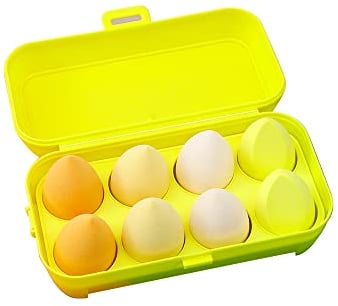 8 Pcs Makeup Sponges Blender Set - Makeup Sponges For Foundation Blender with Egg Case, Flawless for Cream, Powder and Liquid (8PCS, Yellow)