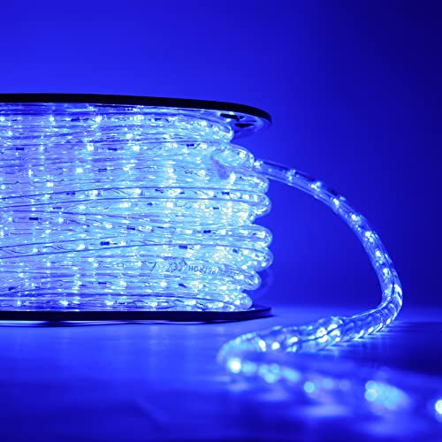 Luccika Tubo Luminoso a led Blu professionale da 50 Metri tagliabile pronto all'uso con accessori IP67 per uso interno ed esterno