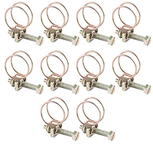 10 Pcs Réglable Double Fil, Colliers de Serrage en Fil 50mm Collier Serflex Inox Tuyau D'eau Barb Pince Tuyau Clip Tube Cerceau Plomberie Attache(25mm (21-25))