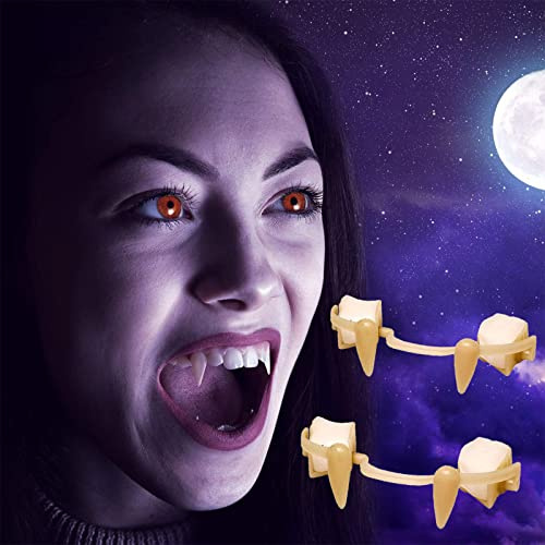 Kmljoee 3 Pairs Retractable Halloween Vampire Fangs, Not Scratch The Gums, Horrifying Vampire Fangs Teeth, Fake Teeth Cosplay, Vampire Fangs Fake Teeth, Retractable Braces, Horrifying Vampire Teeth
