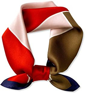 LumiSyne Seidenschal Damen Quadratischer Schal Farbnähte Geometrische Streifen Muster Satin Vierecktuch Multifunktionales Halstuch Seidentuch Paisley Bandana Kopfschmuck