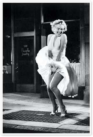 Posterlounge Marilyn - The Seven Year Itch iconic pose Poster von Celebrity Collection 40 x 60 cm Schwarz-Weiß Wandbilder Wanddeko