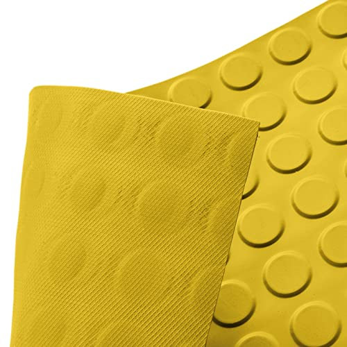 ANRO Gummimatte Noppenmatte Meterware 3mm Gummiläufer Noppen Bodenmatte als Werkstattboden, Antirutschmatte, Werkbank Auflage, Gummi Matte für Anhänger, Keller, Garage TPE Gelb 90 x 100cm