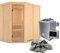 HORI® Traditionelle Sauna Ecksauna mit Ofen | 9,0 kW Finnish + ext. Strg I 231 x 196 cm - Mikkel
