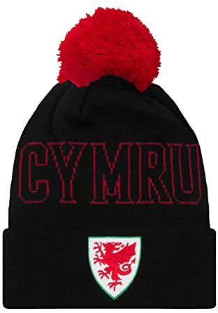 Wales FA Knitted Hat Beanie Bobble Official FAW Football Gift