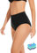 OVRUNS Costumi da Bagno Periodo Donna Mestruale Slip da Bagno Vita Alta Protettive Slip Bikini, Nero, XXL