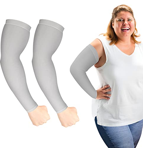 ioutdoor Arm Ärmel Plus Größe, UV-Sonnenschutz Arm Sleeves UPF 50+ Kühlung Eis Seide Oversized Arm Kompression Ärmel Abdeckungen Tattoo Cover für Damen XXL Herren XL Plus Size (Grau (1 Paar))
