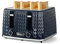 Linsar - 4 Slice Toaster - Unique Curved Texture - Defrost, Reheat, Cancel Functions - 7 Browning Levels, Wide Slots, Removable Crumb Tray - Automatic Switch Off - 1600 Watt (Blue)