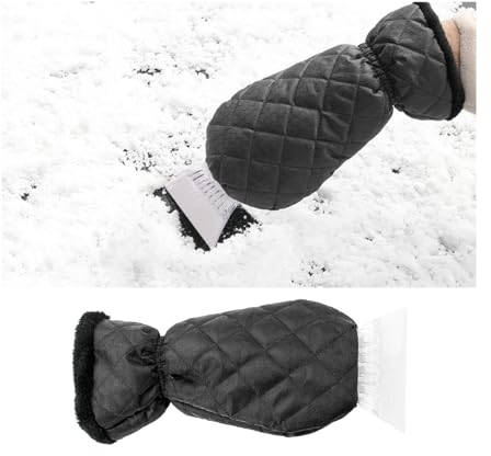 CGEAMDY Eiskratzer Mit Handschuh, Scheibenkratzer Auto Mit Handschuh, Auto Eisschaber Mit Wasserdichtem Handschuh, Auto Eiskratzer Gefüttertes Innenfutter(Schwarz)