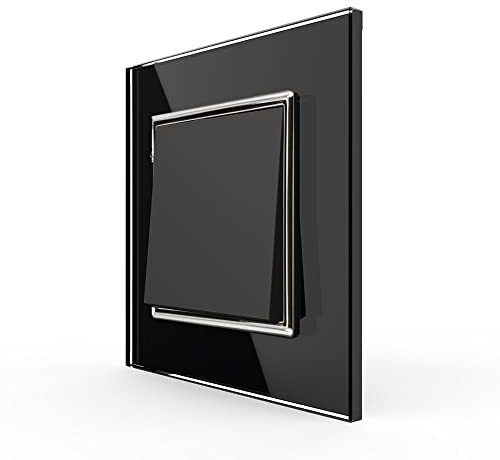LIVOLO Wippe Taster Impulsschalter Wipptaster für Unterputz im Glasrahmen in Schwarz Treppenhaus Impuls Wandschalter Relais notwendig