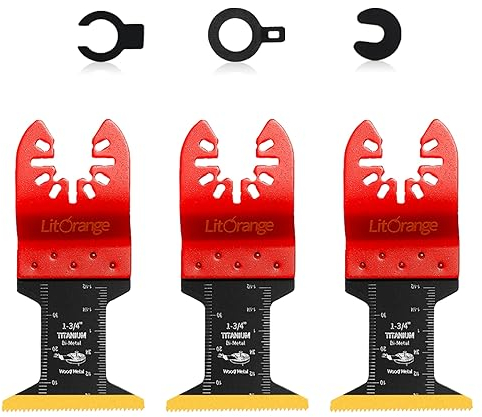 Litorange Oscillating Tool Titanium Blades, Universal Quick Release Multitool Blades for Cutting Hard Materials Metal Nails Screws Wood and Plastic