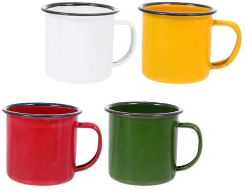 4 Stück Emaille Trinkbecher Set – Retro Kaffeetassen Für Zuhause, Büro, Camping, Party – Vielseitige Teetassen Für Heiße Schokolade, Saft, Wasser – 6,5 Cm