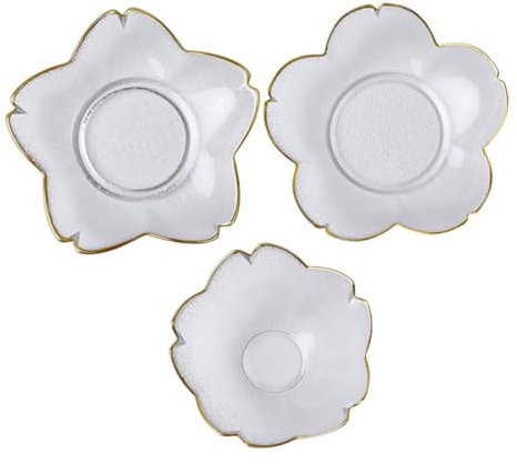 PRETYZOOM Cherry Blossom Glass Bowl Set Salad Bowl Dessert Plate Fruit Dish Elegant Dinnerware