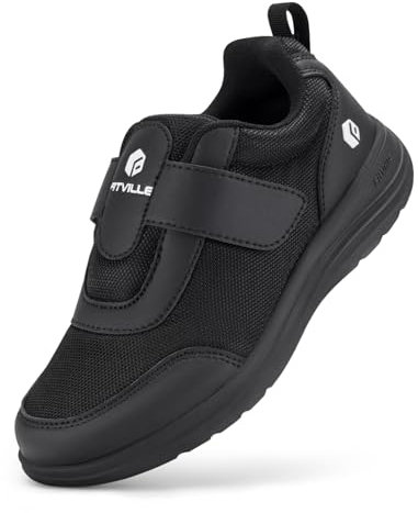 FitVille Breit Schuhe Damen Seniorenschuhe mit klettverschluss 42 EU Weit G Schwarz