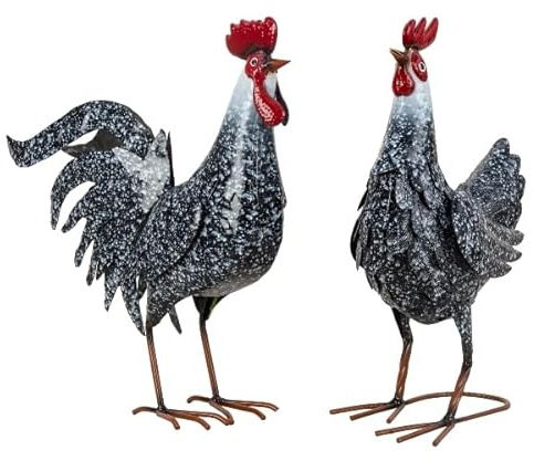 Geschenkestadl Hahn und Henne Paar Metall 44cm Vogelfigur Gartenfigur Dekoration Haus Garten, 882301