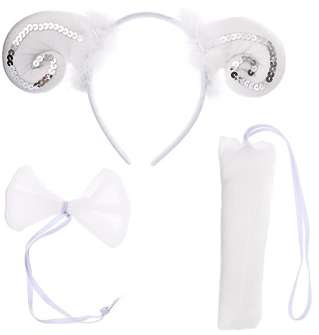 TOGEVAL 1satz Tier Kostüm Set Für Teiliges Set Mit Haarreif Fliege Und Tierverkleidung Für Karneval Halloween Geburtstagsfeiern Niedliche Schafdesigns Und Kreative Fotorequisiten