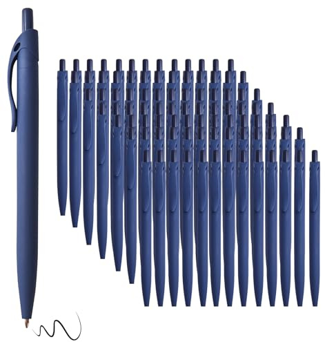 Wiaziert Kugelschreiber, 100er-Pack (SCHWARZE Tinte), Großpackung, marineblauer Schaft, Klickkugelschreiber für Büro, Zuhause und Schule, einziehbare Kugelschreiber, mittlere Spitze, 1,00 MM
