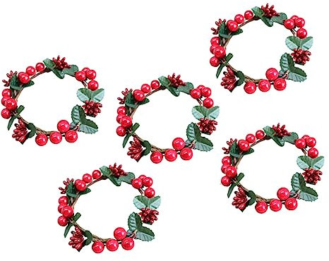 Cabilock Rote Beeren Weihnachten Hängen Kranz Kerzenhalter Weihnachten für Home
