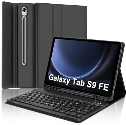 Funda Teclado Samsung Galaxy Tab S9 FE 10.9/S10 FE 10.9/S9 11, Teclado España Ñ Bluetooth Inalambrico Desmontable para Samsung Galaxy Tab S10 FE 10.9 2025/S9 FE 10.92023/S9 11 2023, Negro