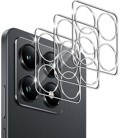 QULLOO Protector de Lente de Cámara para Xiaomi 14T, Cristal Vidrio Templado de Camara, 9H Dureza, Anti-Rasguños, Ultra Transparente, 3 Unidades