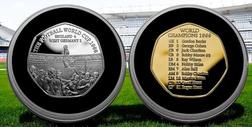 The Commemorative Coin Company Pair of ENGLAND Football World Cup CHAMPIONS 1966 Commemoratives in Capsules .999 Silver and 24ct Gold. Bobby Moore