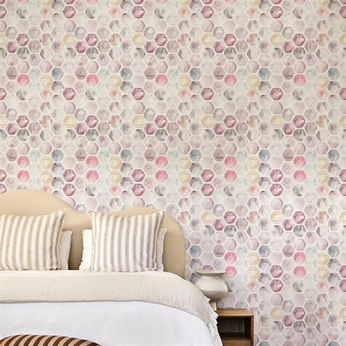 Papier Adhesif pour Meuble Hexagone Gris Poudre Papier Peint Adhesif Mural Vinyle Papier Collant pour Meuble Imperméable Papier Peint Autocollant Mur Papier Peint Adhesif 1P (38.6x100.6 cm)