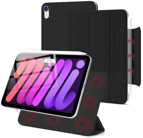 Dwopar Magnetic Case for iPad mini 7 A17 Pro, Slim Smart Folio for iPad mini 7th/6th Generation 8.3 Inch 2024/2021 Model, Lightweight Trifold Stand, Auto Sleep/Wake, Support Pencil Pro, Black