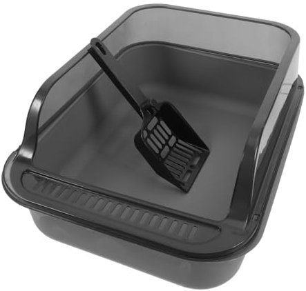 Happyyami Covered Cat Litter Box Detachable Lid Thick Material Cat Pan Scoop Pet Supplies for Easy Cleaning Random Style