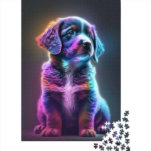300 Pieces Wooden Puzzles for Adults Cute Rainbow Puppy Jigsaws Family Game Puzzle Gifts for Friend 300pcs (40x28cm)